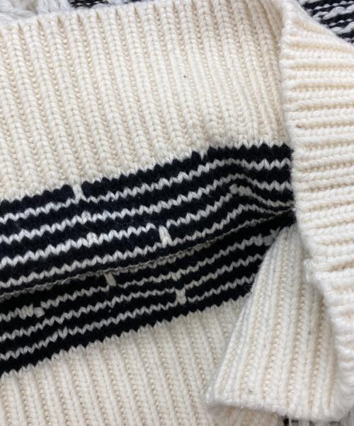 ZARA（ザラ）ZARA (ザラ) MAISON SPECIAL (メゾンスペシャル) フリンジ ジャカードセーター/ザラ/メゾンスペシャル ホワイト×ブラック サイズ:SMの古着・服飾アイテム