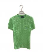 POLO RALPH LAURENポロ・ラルフローレン）の古着「ケーブル半袖ニット/ポロ・ラルフローレン」｜グリーン