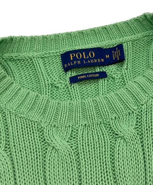 POLO RALPH LAUREN（ポロ・ラルフローレン）POLO RALPH LAUREN (ポロ・ラルフローレン) ケーブル半袖ニット/ポロ・ラルフローレン グリーン サイズ:Ｍの古着・服飾アイテム