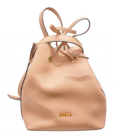 美品 FURLA フルラ 2way 巾着ショルダーバッグ ハンドバッグ ピンク レッド レディース 古着 中古 USED FURLA（フルラ） 美品 2way 巾着ショルダーバッグ ハンドバッグ ピンク