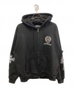 A'GEM/9×.komエージェムナイン×ドットコム）の古着「スクロールロゴジップパーカー/エージェムナイン/ドットコム」｜ブラック