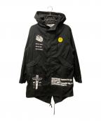 UNFINISHED×LEADERアンフィニシュト×リーダー）の古着「フーデッドジャケット/アンフィニシュト/リーダー」｜ブラック×レッド