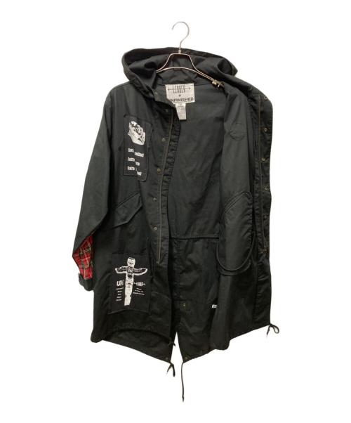 UNFINISHED（アンフィニシュト）UNFINISHED (アンフィニシュト) LEADER (リーダー) フーデッドジャケット/アンフィニシュト/リーダー ブラック×レッド サイズ:Freeの古着・服飾アイテム