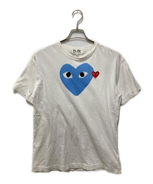 PLAY COMME des GARCONS（プレイコムデギャルソン）PLAY COMME des GARCONS (プレイ コムデギャルソン) プリントTシャツ/プレイ コムデギャルソン/AZ-T106/AD2021/4 ホワイト×ブルー サイズ:XLの古着・服飾アイテム