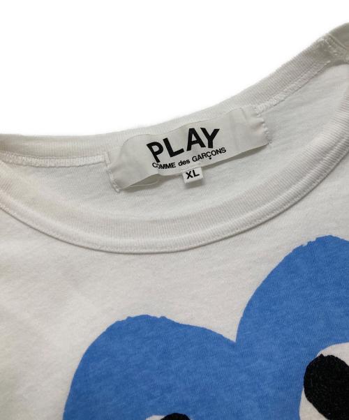 PLAY COMME des GARCONS（プレイコムデギャルソン）PLAY COMME des GARCONS (プレイ コムデギャルソン) プリントTシャツ/プレイ コムデギャルソン/AZ-T106/AD2021/4 ホワイト×ブルー サイズ:XLの古着・服飾アイテム