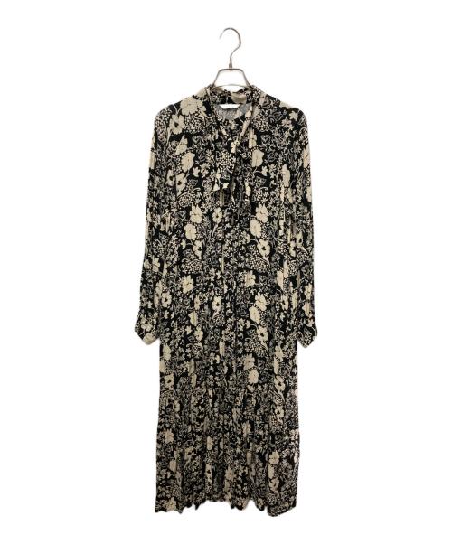 JOURNAL STANDARD relume（ジャーナルスタンダード レリューム）JOURNAL STANDARD relume レトロフラワープリントボウタイギャザーワンピース/ジャーナルスタンダード レリューム/23040462712010 アイボリー×ブラック サイズ:Freeの古着・服飾アイテム