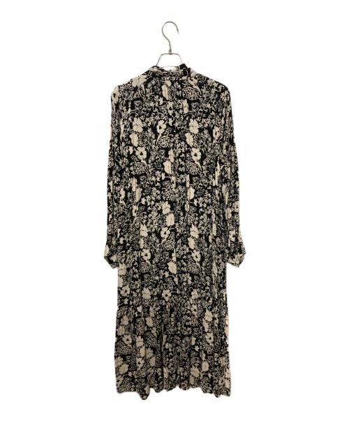 JOURNAL STANDARD relume（ジャーナルスタンダード レリューム）JOURNAL STANDARD relume レトロフラワープリントボウタイギャザーワンピース/ジャーナルスタンダード レリューム/23040462712010 アイボリー×ブラック サイズ:Freeの古着・服飾アイテム