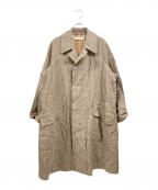 GALERIE VIEギャルリーヴィー）の古着「リネンコットンダブルフェイス ステンカラーコート」｜ブラウン