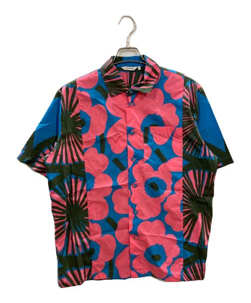 marimekko（マリメッコ）marimekko (マリメッコ) オープンカラーシャツ/マリメッコ/ユニセックス ブルー×ピンク サイズ:Ｍの古着・服飾アイテム