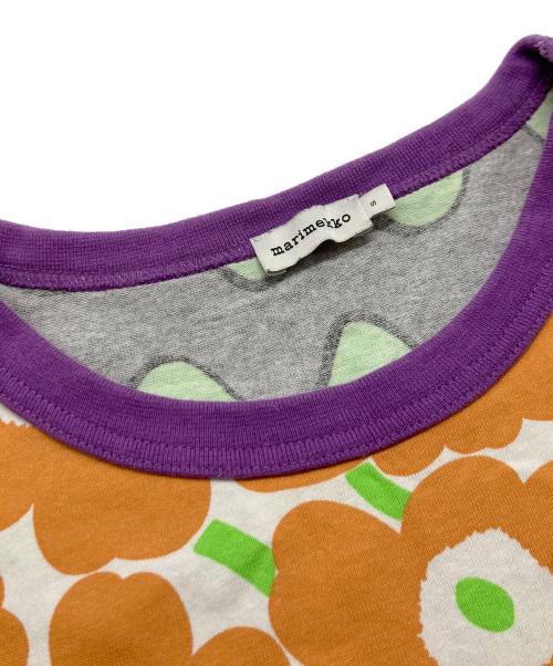 marimekko（マリメッコ）marimekko (マリメッコ) 半袖Tシャツ/マリメッコ/52219-1-90050/ユニセックス オレンジ×グリーン サイズ:Sの古着・服飾アイテム