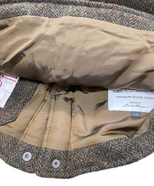 Eddie Bauer（エディーバウアー）Eddie Bauer (エディーバウアー) Harris Tweed (ハリスツイード) ダウンベスト/エディーバウアー/ハリスツイード カーキ サイズ:Sの古着・服飾アイテム