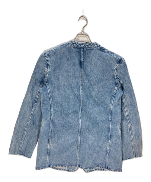 Whim Gazette（ウィムガゼット）Whim Gazette (ウィムガゼット) DENIMノーカラージャケット ブルー サイズ:Freeの古着・服飾アイテム