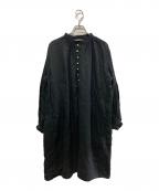 HAVERSACKハバーサック）の古着「フレンチワークリネンシャツワンピース/ハバーサック/621908」｜ブラック