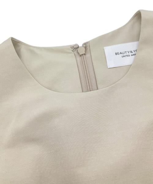 BEAUTY&YOUTH（ビューティーアンドユース）BEAUTY&YOUTH (ビューティーアンドユース) タックフレアノースリーブドレス/ビューティーアンドユース/1626-242-3165 ベージュ サイズ:Ｍの古着・服飾アイテム