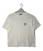 BALENCIAGAバレンシアガ）の古着「スクエアロゴ半袖Tシャツ」｜ホワイト×グリーン