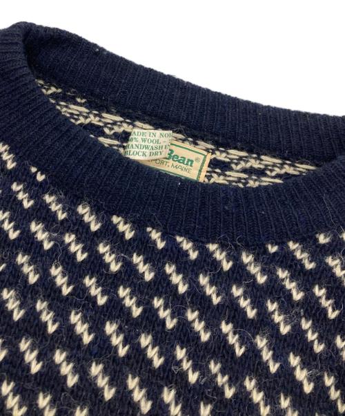 L.L.Bean（エルエルビーン）L.L.Bean (エルエルビーン) バーズアイクルーネックニット ネイビー サイズ:XLの古着・服飾アイテム