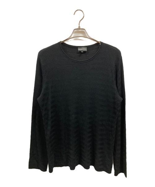 EMPORIO ARMANI（エンポリオ アルマーニ）EMPORIO ARMANI (エンポリオアルマーニ) ワッフルニット/エンポリオアルマーニ/M1M33M M133M ブラック サイズ:52の古着・服飾アイテム