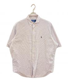 RALPH LAUREN（ラルフローレン）の古着「チェックBD半袖シャツ/ラルフローレン/YARMOUTH/香港製」｜ホワイト×ブルー