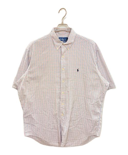 RALPH LAUREN（ラルフローレン）RALPH LAUREN (ラルフローレン) チェックBD半袖シャツ/ラルフローレン/YARMOUTH/香港製 ホワイト×ブルー サイズ:17 36/37の古着・服飾アイテム