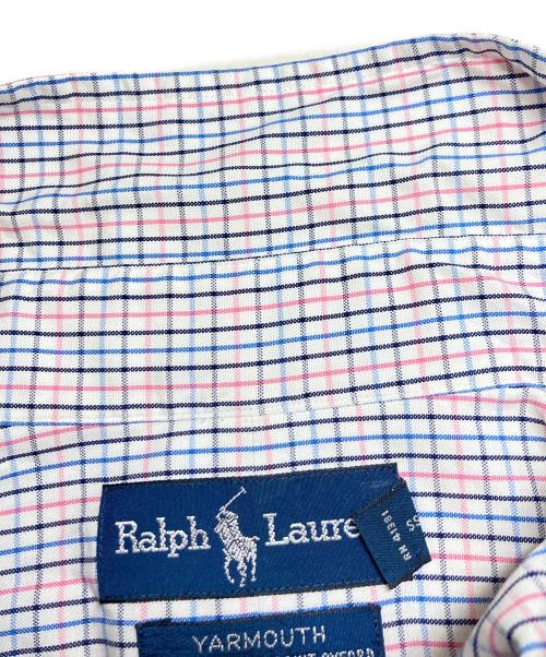 RALPH LAUREN（ラルフローレン）RALPH LAUREN (ラルフローレン) チェックBD半袖シャツ/ラルフローレン/YARMOUTH/香港製 ホワイト×ブルー サイズ:17 36/37の古着・服飾アイテム