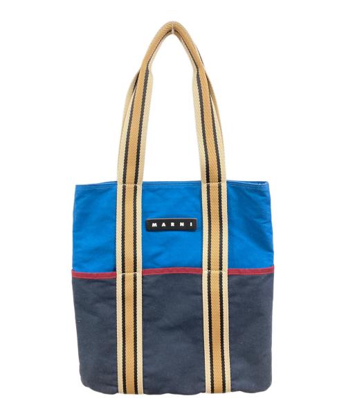 MARNI（マルニ）MARNI (マルニ) カラーブロッキングキャンバスバッグ/マルニ ネイビー×ブルーの古着・服飾アイテム