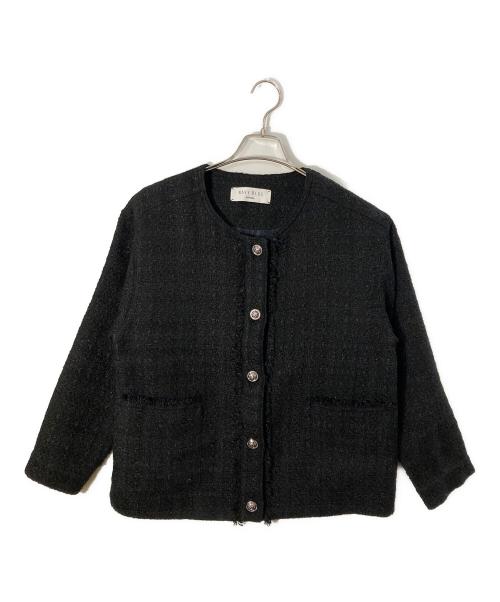 SHIPS any（シップスエニィ）SHIPS any (シップスエニィ) ノーカラーツイードジャケット ネイビー サイズ:FREEの古着・服飾アイテム