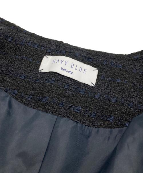 SHIPS any（シップスエニィ）SHIPS any (シップスエニィ) ノーカラーツイードジャケット ネイビー サイズ:FREEの古着・服飾アイテム