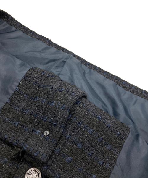 SHIPS any（シップスエニィ）SHIPS any (シップスエニィ) ノーカラーツイードジャケット ネイビー サイズ:FREEの古着・服飾アイテム