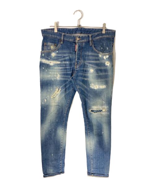 DSQUARED2（ディースクエアード）DSQUARED2 (ディースクエアード) ダメージ加工デニムパンツ/S71LB0720 S30664/ディースクエアード インディゴ サイズ:50の古着・服飾アイテム