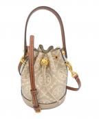 TORY BURCHトリーバーチ）の古着「エンボスミニバケットバッグ/Monogram Bucket Bag/トリーバーチ/10011448」｜ベージュ