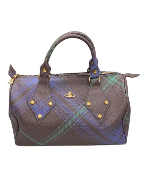 Vivienne Westwood（ヴィヴィアンウエストウッド）Vivienne Westwood (ヴィヴィアンウエストウッド) ダービーチェックミニボストンバッグ/ヴィヴィアンウエストウッド ブラウン×ブルーの古着・服飾アイテム