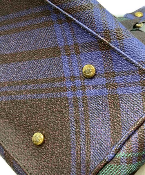 Vivienne Westwood（ヴィヴィアンウエストウッド）Vivienne Westwood (ヴィヴィアンウエストウッド) ダービーチェックミニボストンバッグ/ヴィヴィアンウエストウッド ブラウン×ブルーの古着・服飾アイテム