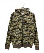 NITRAIDナイトレイド）の古着「タイガーカモジップパーカー」｜オリーブ