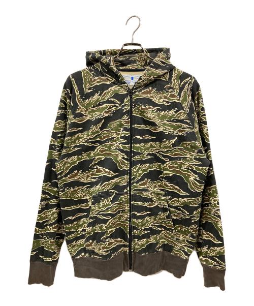 NITRAID（ナイトレイド）NITRAID (ナイトレイド) タイガーカモジップパーカー オリーブ サイズ:Lの古着・服飾アイテム