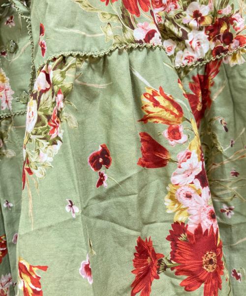 PINK HOUSE（ピンクハウス）PINK HOUSE (ピンクハウス) 花柄半袖ブラウスワンピース/ピンクハウス/P010EFA10 B グリーン×レッド サイズ:Freeの古着・服飾アイテム