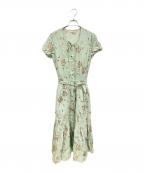 PINK HOUSEピンクハウス）の古着「半袖ブラウスワンピース/ピンクハウス/P015EFA04 B」｜ライトグリーン