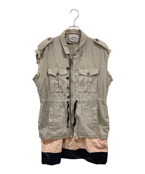 UNDERCOVER（アンダーカバー）UNDERCOVER (アンダーカバー) ドッキングノースリーブワンピース/アンダーカバー/11704-1 ベージュ×ピンク サイズ:2の古着・服飾アイテム