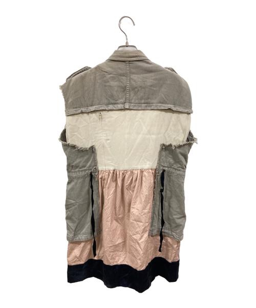 UNDERCOVER（アンダーカバー）UNDERCOVER (アンダーカバー) ドッキングノースリーブワンピース/アンダーカバー/11704-1 ベージュ×ピンク サイズ:2の古着・服飾アイテム