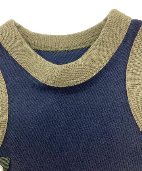 sacai（サカイ）sacai (サカイ) ニットワンピース/サカイ/22-06083 ネイビー×カーキ サイズ:1の古着・服飾アイテム