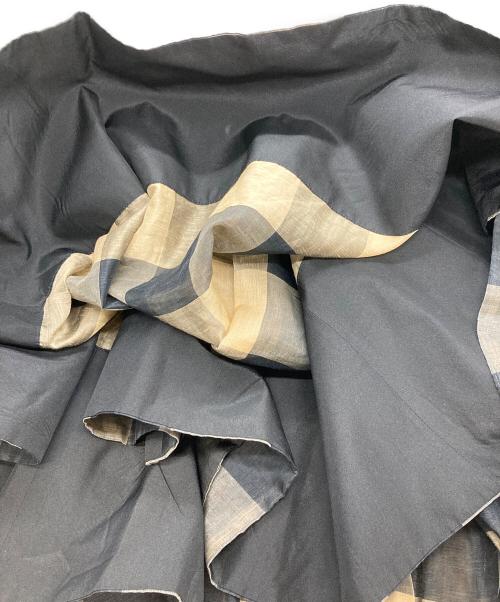 BLAMINK（ブラミンク）BLAMINK (ブラミンク) シルク混リネンチェックスカート/ブラミンク/7924-299-0350 ベージュ×ブラック サイズ:36の古着・服飾アイテム