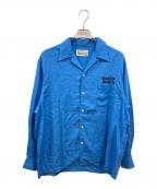WACKO MARIAワコマリア）の古着「ロゴ刺繍 オープンカラーシャツ/ワコマリア」｜ブルー