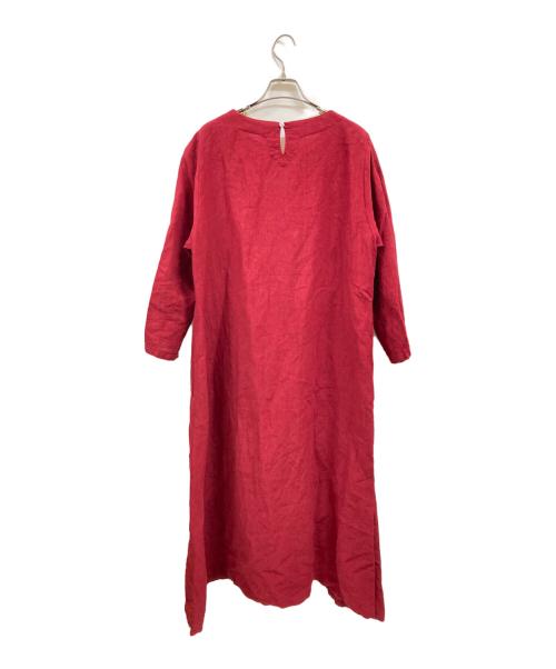 群言堂 里山パレット（グンゲンドウ サトヤマパレット）群言堂 里山パレット (グンゲンドウ サトヤマパレット) リネンワンピース/グンゲンドウ　サトヤマパレット レッド サイズ:Lの古着・服飾アイテム