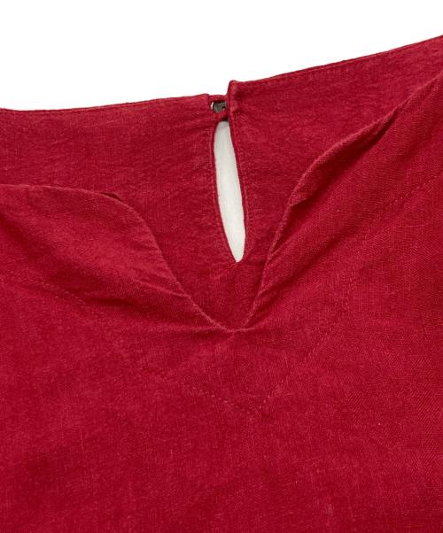 群言堂 里山パレット（グンゲンドウ サトヤマパレット）群言堂 里山パレット (グンゲンドウ サトヤマパレット) リネンワンピース/グンゲンドウ　サトヤマパレット レッド サイズ:Lの古着・服飾アイテム