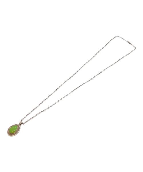 NO BRAND（ノーブランド）NO BRAND (ノーブランド) ストーンペンダントトップ/ネックレスセット シルバー×グリーンの古着・服飾アイテム