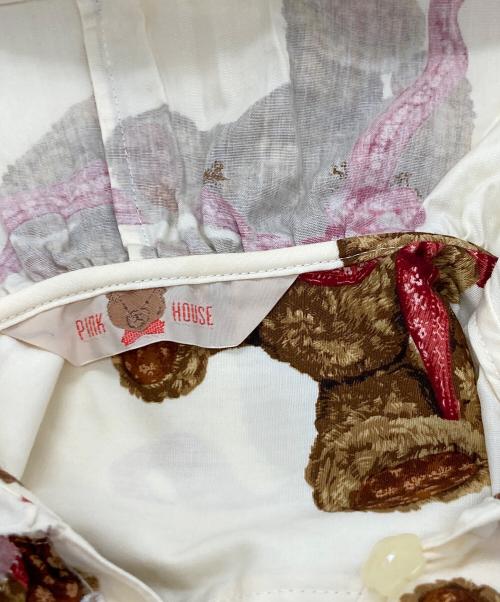 PINK HOUSE（ピンクハウス）PINK HOUSE (ピンクハウス) テディベア総柄シャツ/ピンクハウス/P0113FB61 B ブラウン×ホワイト サイズ:Ｍの古着・服飾アイテム