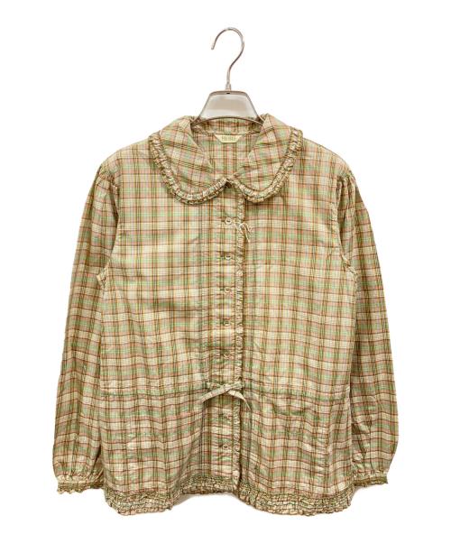 PINK HOUSE（ピンクハウス）PINK HOUSE (ピンクハウス) フリルチェックシャツ/ピンクハウス/P011YFB33 B グリーン×レッド サイズ:Freeの古着・服飾アイテム