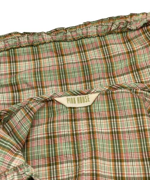 PINK HOUSE（ピンクハウス）PINK HOUSE (ピンクハウス) フリルチェックシャツ/ピンクハウス/P011YFB33 B グリーン×レッド サイズ:Freeの古着・服飾アイテム