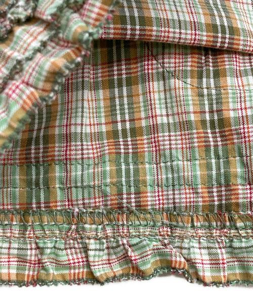 PINK HOUSE（ピンクハウス）PINK HOUSE (ピンクハウス) フリルチェックシャツ/ピンクハウス/P011YFB33 B グリーン×レッド サイズ:Freeの古着・服飾アイテム