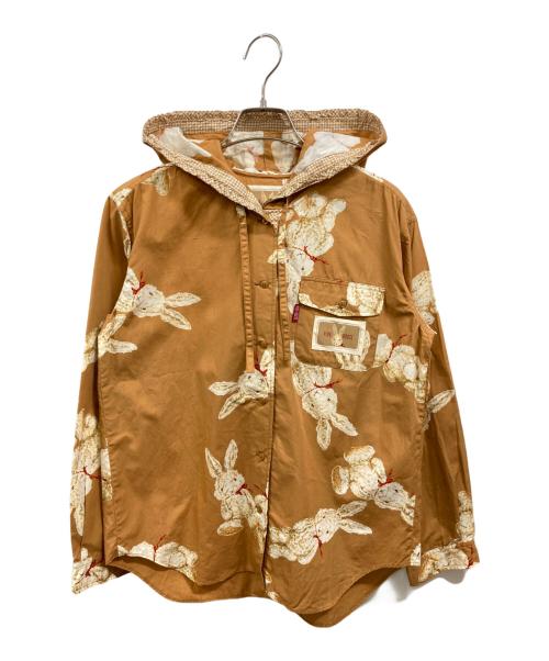 PINK HOUSE（ピンクハウス）PINK HOUSE (ピンクハウス) ウサギ総柄フード付きシャツ/ピンクハウス/P013BFB02 B ブラウン サイズ:Ｍの古着・服飾アイテム