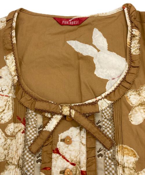 PINK HOUSE（ピンクハウス）PINK HOUSE (ピンクハウス) ウサギ総柄ブラウスワンピース/ピンクハウス/P013BFA01 B ブラウン サイズ:Freeの古着・服飾アイテム